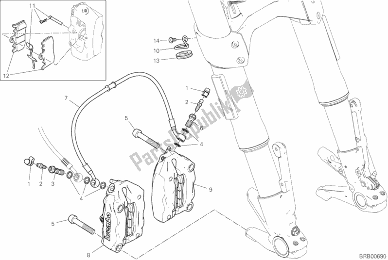 Tutte le parti per il Sistema Frenante Anteriore del Ducati Diavel 1260 2020